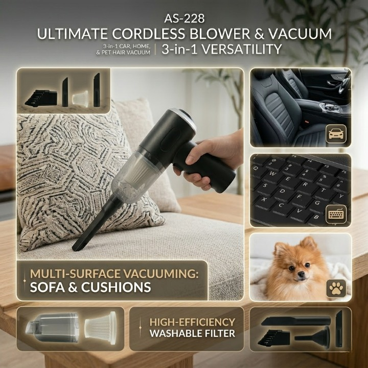 3-in-1 Pro Car & Home Vacuum