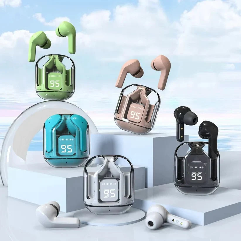 Air31 earbuds With SILICON POUCH wireless crystal Transparent and Bluetooth Air 31Type C