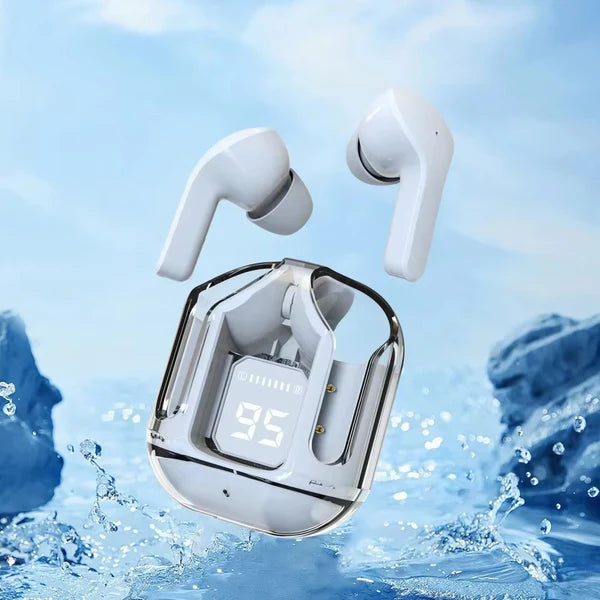 Air31 earbuds With SILICON POUCH wireless crystal Transparent and Bluetooth Air 31Type C
