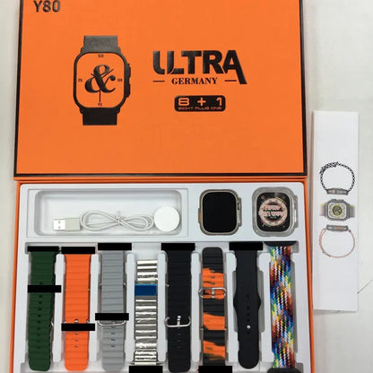 Y80 Ultra Smart Watch With 8 Straps 2.02inch Special Package Smartwatch