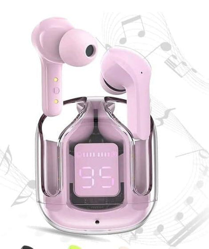 Air31 earbuds With SILICON POUCH wireless crystal Transparent and Bluetooth Air 31Type C