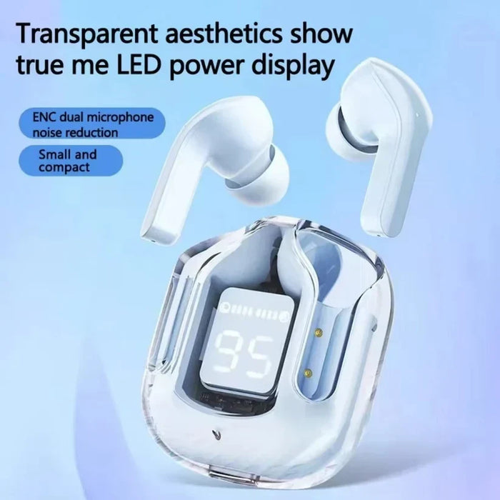 Air31 earbuds With SILICON POUCH wireless crystal Transparent and Bluetooth Air 31Type C