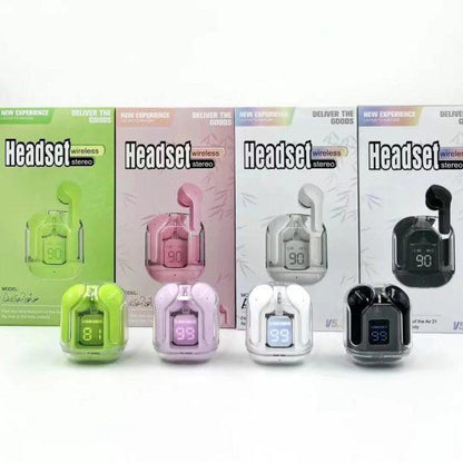 Air31 earbuds With SILICON POUCH wireless crystal Transparent and Bluetooth Air 31Type C